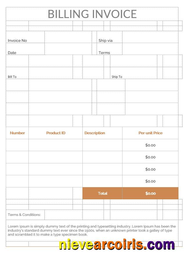 Editable Billing Invoice